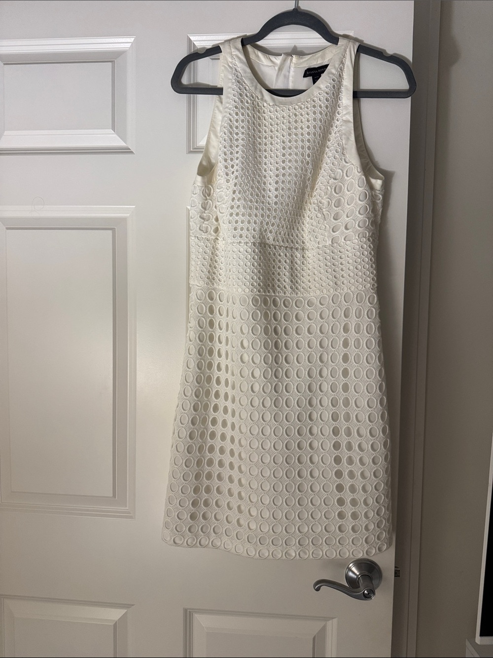 Sleeveless White Eyelet A-Line Dress